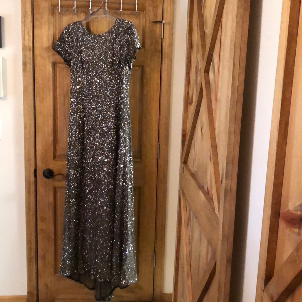 Adrianna Papell scoop back sequin gown